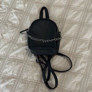 Black Leather Mini Backpack